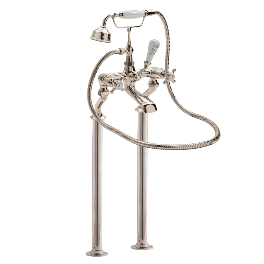 BC Designs Victrion Crosshead Nickel Freestanding Bath Shower Mixer Cut Out